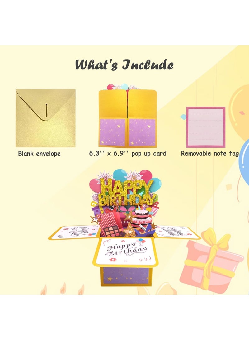 Zikra 3D Happy Birthday Pop Up Card, Paper Sweet Funny Birthday Cards Gift Box for Adults and Kids with Envelopes, Unique Handmade Foldable Celebration Cards for Daughter, Son, Mom, Dad, Friend - Image 3