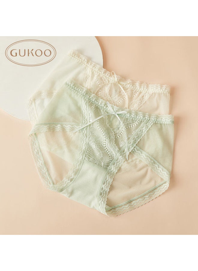 Gukoo Women's Underwear With Mulberry Silk Crotch Lace Trim Skin 3-pack Underwear Set 2XL - Image 5