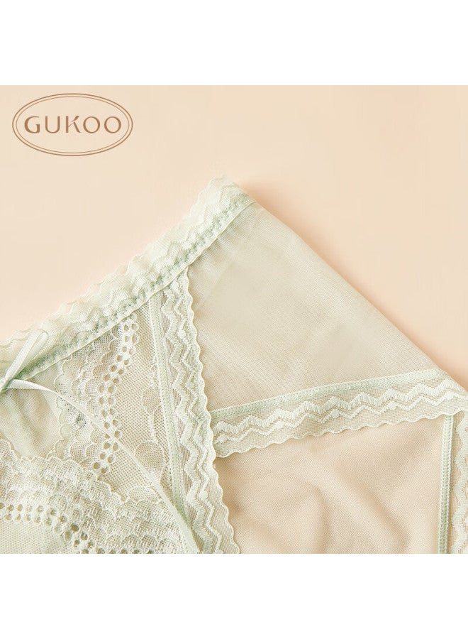 Gukoo Women's Underwear With Mulberry Silk Crotch Lace Trim Skin 3-pack Underwear Set 2XL - Image 2