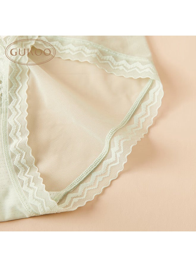Gukoo Women's Underwear With Mulberry Silk Crotch Lace Trim Skin 3-pack Underwear Set 2XL - Image 4