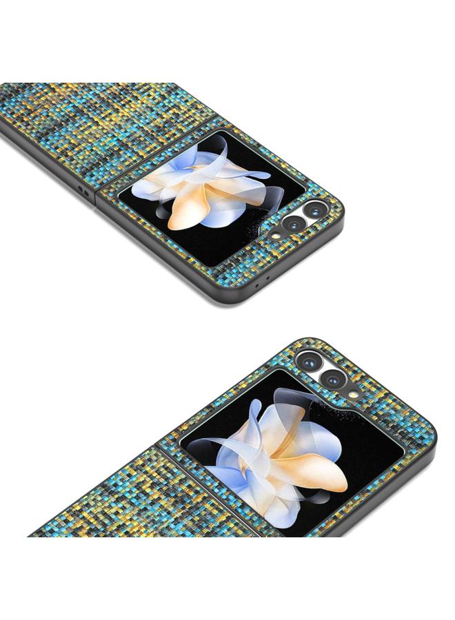 اس-توب جراب لهاتف Samsung Galaxy Z Flip6 مصنوع من مادة البولي يوريثان بإطار أسود وملون وملمس شبكي - Image 2