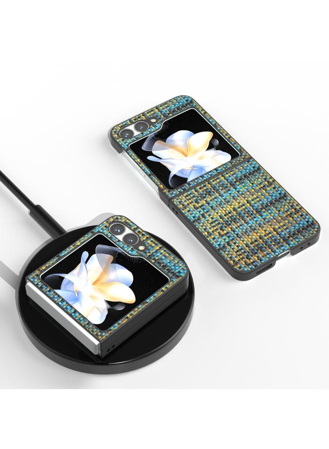 اس-توب جراب لهاتف Samsung Galaxy Z Flip6 مصنوع من مادة البولي يوريثان بإطار أسود وملون وملمس شبكي - Image 4