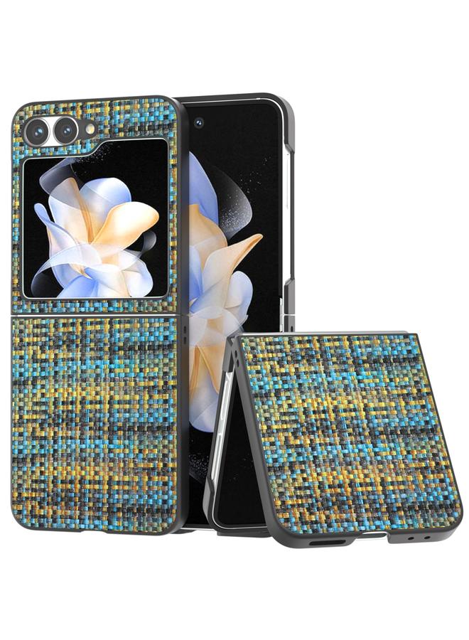 اس-توب جراب لهاتف Samsung Galaxy Z Flip6 مصنوع من مادة البولي يوريثان بإطار أسود وملون وملمس شبكي - Image 1