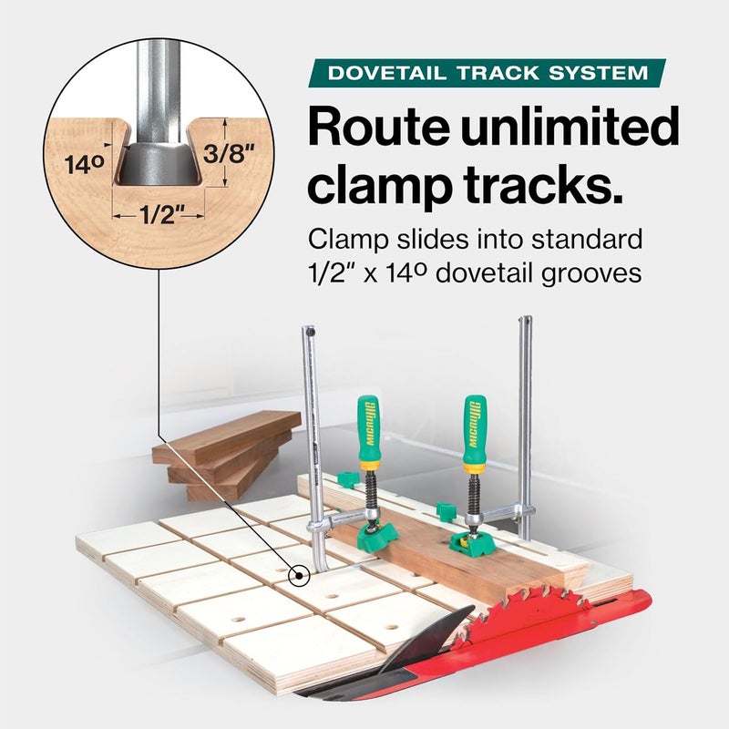 MICRO JIG Matchfit DVC-850AP 2-In1, Track And In-Line Dovetail Clamp, Green - Image 4