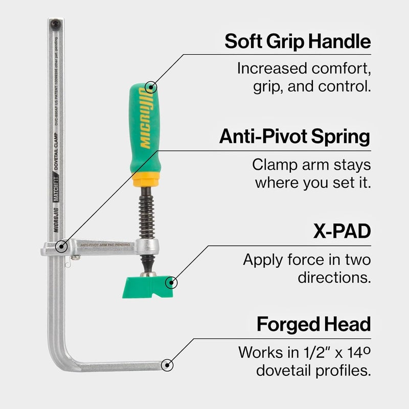 MICRO JIG Matchfit DVC-850AP 2-In1, Track And In-Line Dovetail Clamp, Green - Image 2