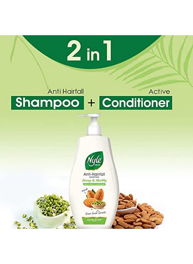 Nyle Naturals Strong & Healthy Anti Hairfall 2 In1 Shampoo With Active Conditioner With Almonds And Green Gram Sprouts Gentle And Soft Shampoo Ph Balanced And Paraben Free For Men And Women 800Ml - Image 5