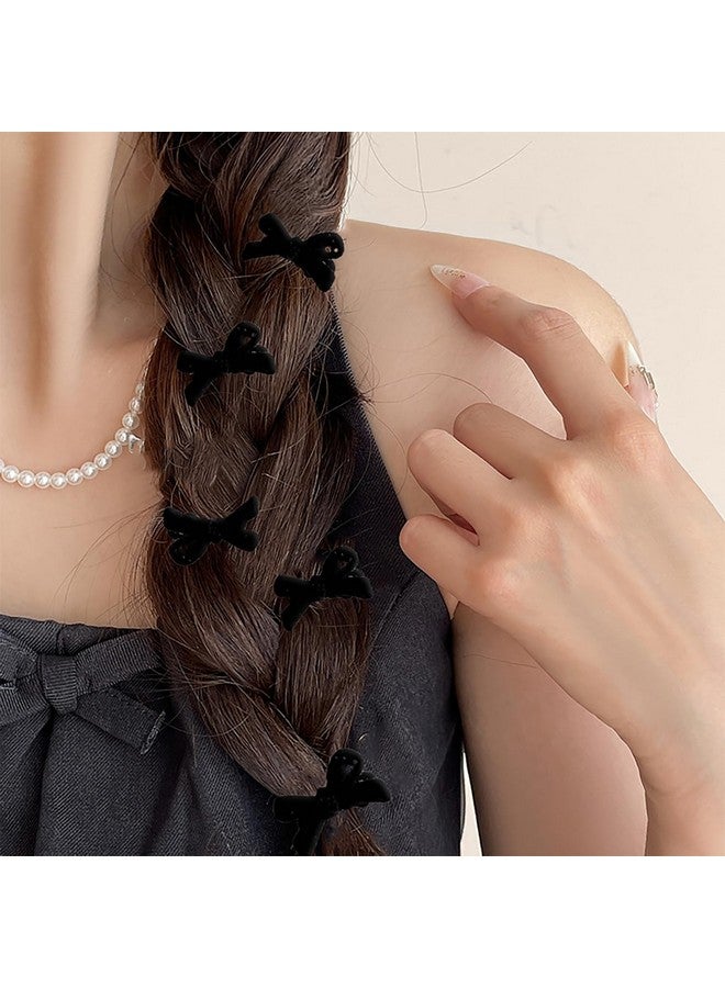 10pcs Black Bow Small Hair Clips - Cute Retro Bow Hair Claw Clips Sweet&Cool Small Bangs Claw Clips Black Velvet Designs Hair Clip Mini Duckbill Hairpin Clips Bow Hair Accessories for Daily - Image 3