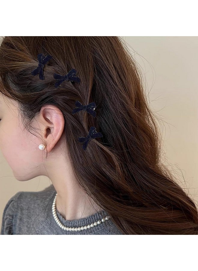 10pcs Black Bow Small Hair Clips - Cute Retro Bow Hair Claw Clips Sweet&Cool Small Bangs Claw Clips Black Velvet Designs Hair Clip Mini Duckbill Hairpin Clips Bow Hair Accessories for Daily - Image 2