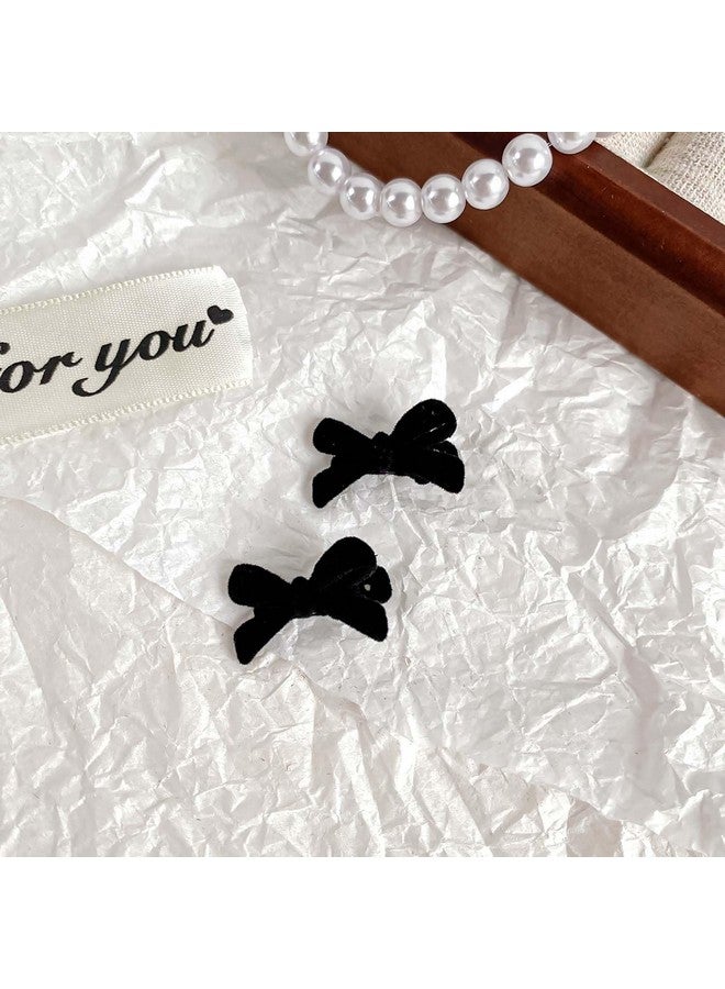 10pcs Black Bow Small Hair Clips - Cute Retro Bow Hair Claw Clips Sweet&Cool Small Bangs Claw Clips Black Velvet Designs Hair Clip Mini Duckbill Hairpin Clips Bow Hair Accessories for Daily - Image 4