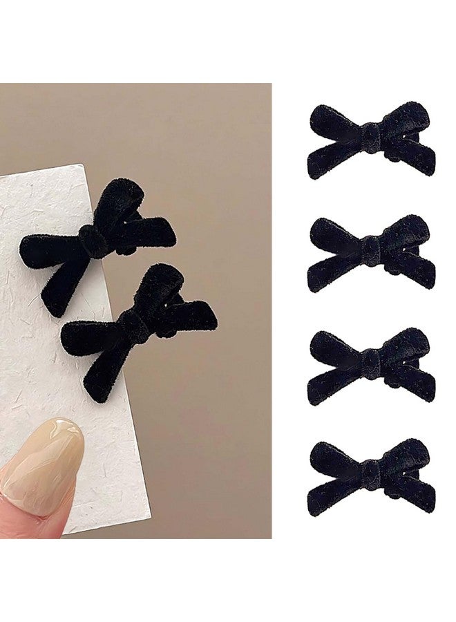 10pcs Black Bow Small Hair Clips - Cute Retro Bow Hair Claw Clips Sweet&Cool Small Bangs Claw Clips Black Velvet Designs Hair Clip Mini Duckbill Hairpin Clips Bow Hair Accessories for Daily - Image 1
