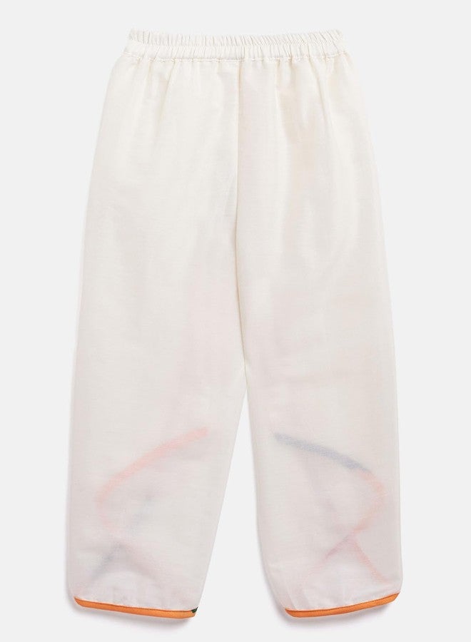 Jongen en Meisje Girl's Multicolor-Base-Yellow Cotton Blend Kurta and Dhoti Set (18 (18-24 Months)) - Image 3