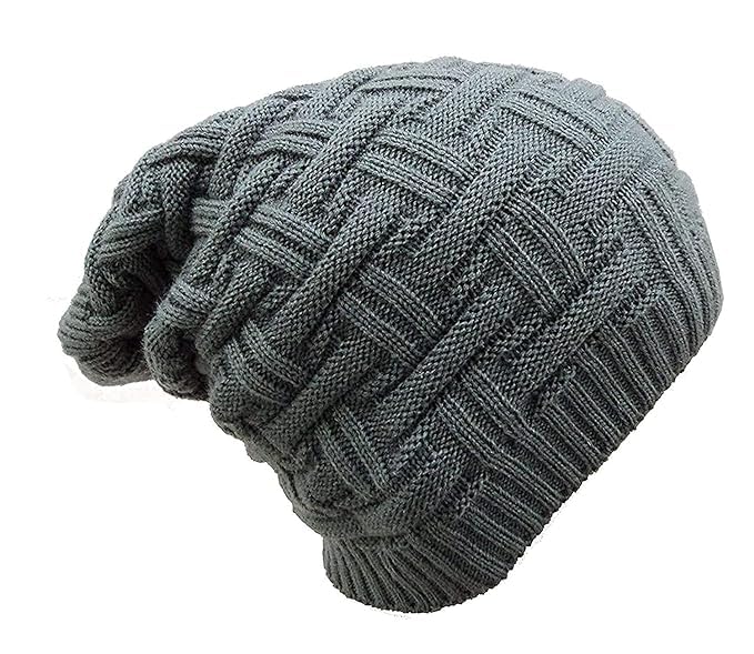 UMANI® Beanie Cap for Men Women Skull Slouchy Winter Woolen Knitted Inside Fur Men's Caps(Assorted Pattern) (Dark Grey BAENIE) - Image 4