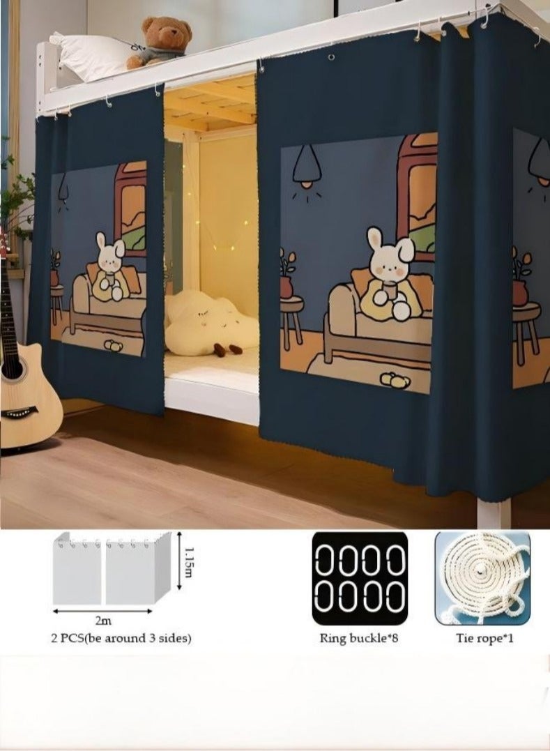 JUNYOUK 2 Pcs Private Bed Curtain At The Bottom Of The Bunk Bed, Breathable And Dustproof Single Bed Blackout Curtain, Dormitory Family Bed Curtain, Can Cover 3 Sides - Image 2
