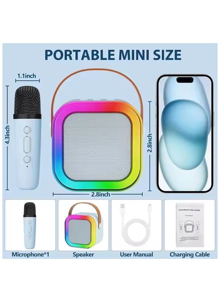 Generic - Small karaoke machine, portable Bluetooth karaoke speaker with a wireless microphone for children and adults - Image 1