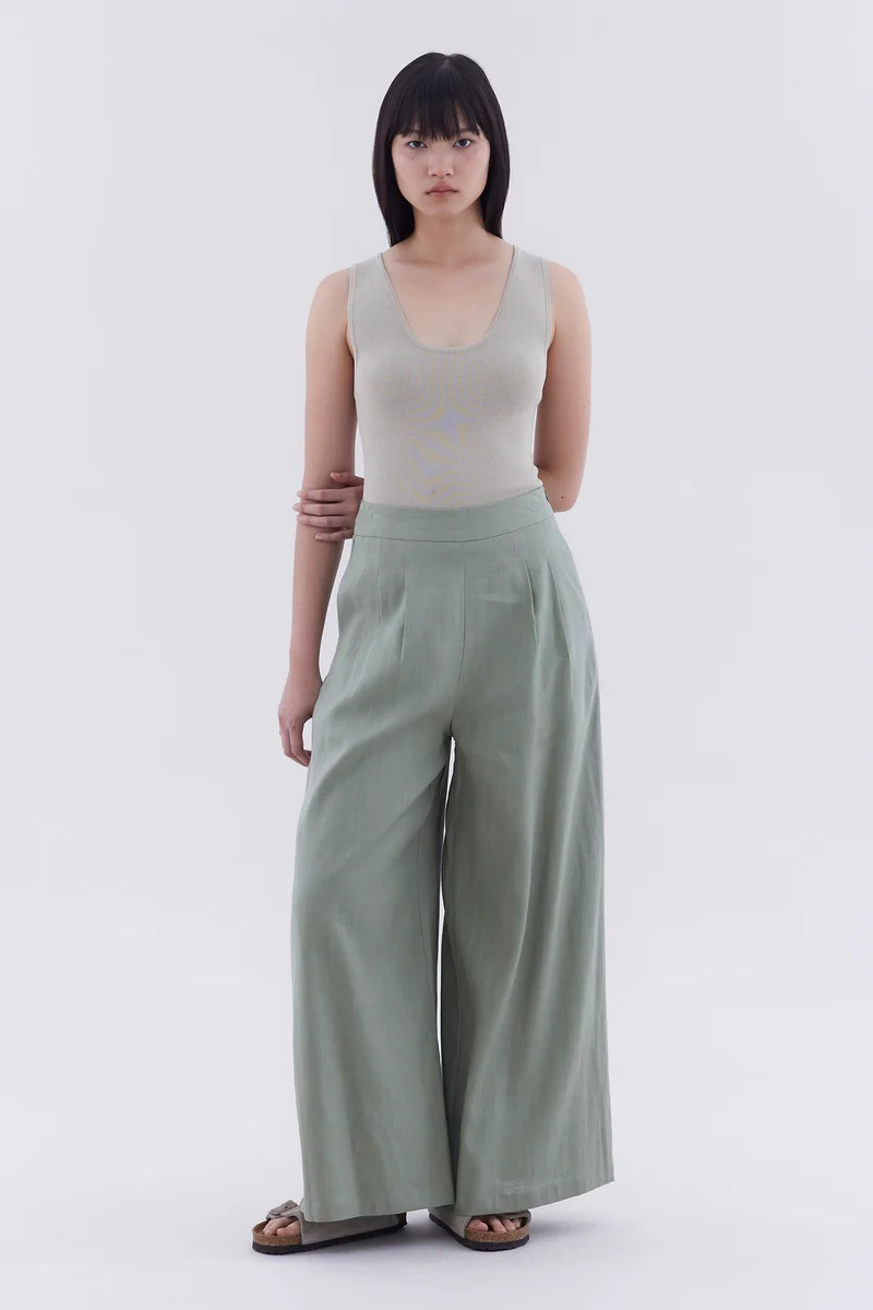 ذا اديتورز ماركت Portia High-Rise Double Pleat Pants