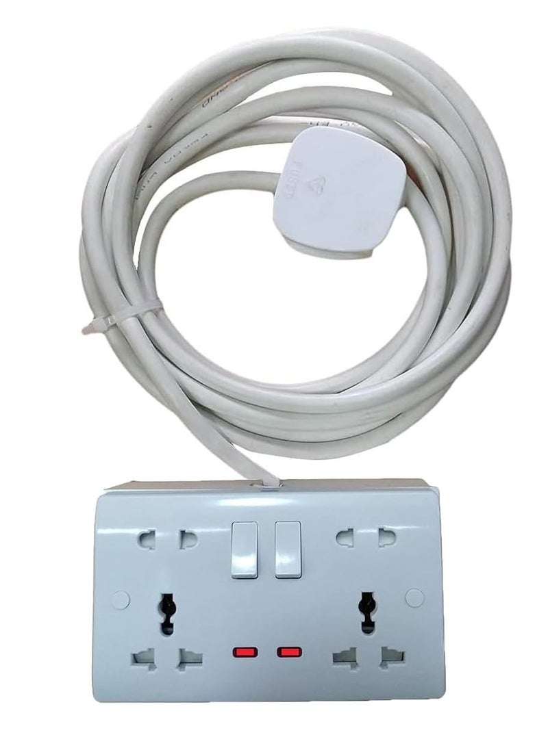 RACO - RACO Socket Extension Board | Heavy-Duty Cable Power Cord 13A Plug 220-250V Socket | Ideal for Various Indoor and Outdoor Uses (Dual Socket Universal) - Image 1