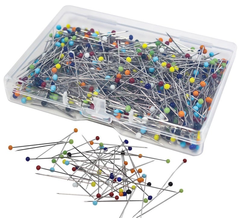 OZXTYO Dressmaker's Sewing Pins - 500 Count, Straight Pins with Colored Glass Heads (1-1/2 Inch), Ideal for Quilting & Fabric - Image 1