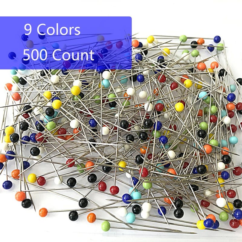 OZXTYO Dressmaker's Sewing Pins - 500 Count, Straight Pins with Colored Glass Heads (1-1/2 Inch), Ideal for Quilting & Fabric - Image 3