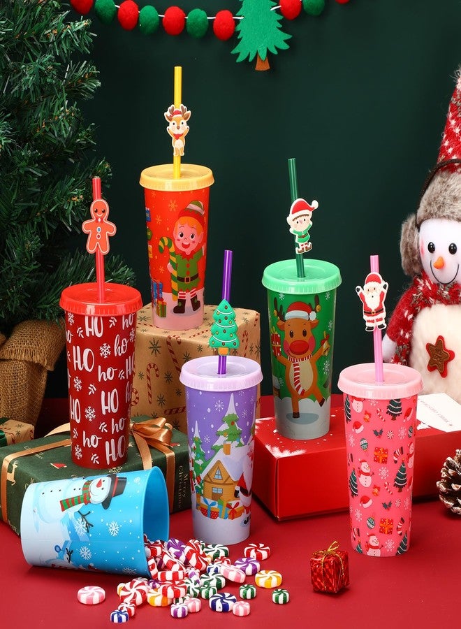 Jansun 12pcs Christmas Cups with Lids and Straws, 12Oz Reusable Plastic Cups for Party Decorations Winter Christmas for Holiday Birthday Party Favors Supplies - Image 5