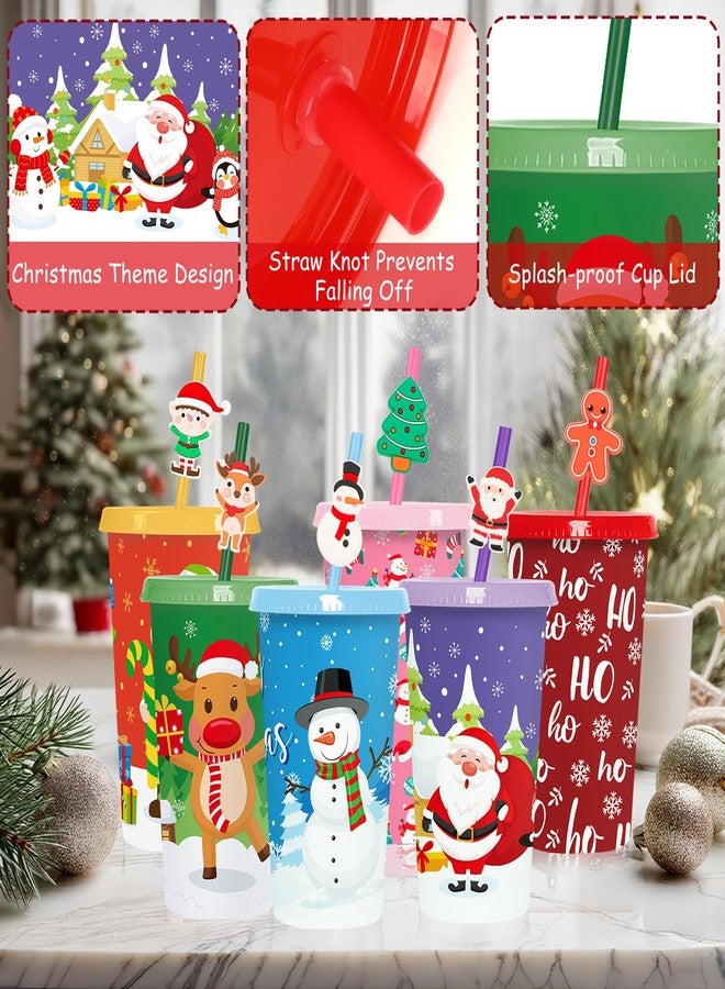 Jansun 12pcs Christmas Cups with Lids and Straws, 12Oz Reusable Plastic Cups for Party Decorations Winter Christmas for Holiday Birthday Party Favors Supplies - Image 4