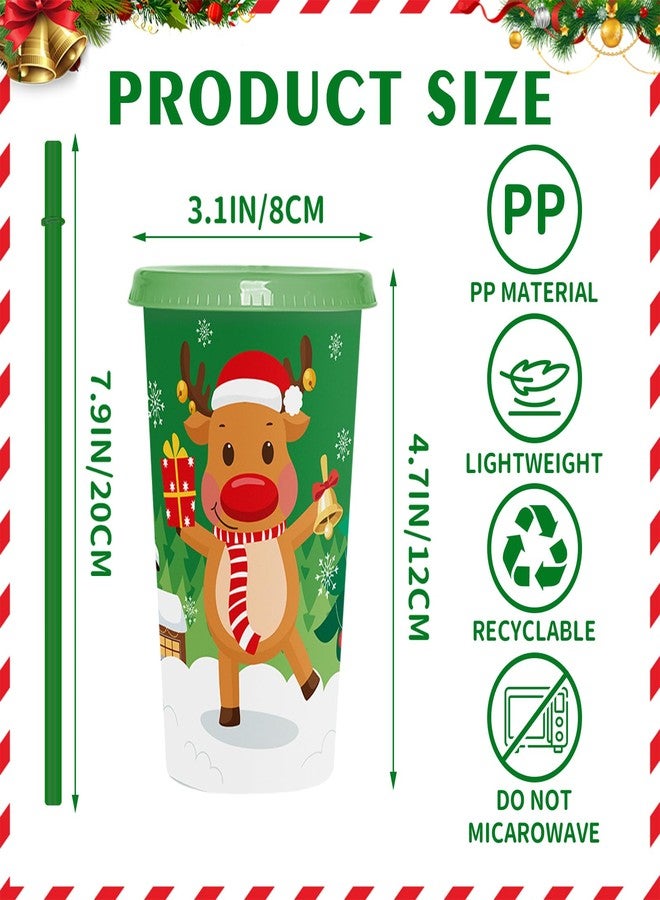 Jansun 12pcs Christmas Cups with Lids and Straws, 12Oz Reusable Plastic Cups for Party Decorations Winter Christmas for Holiday Birthday Party Favors Supplies - Image 2
