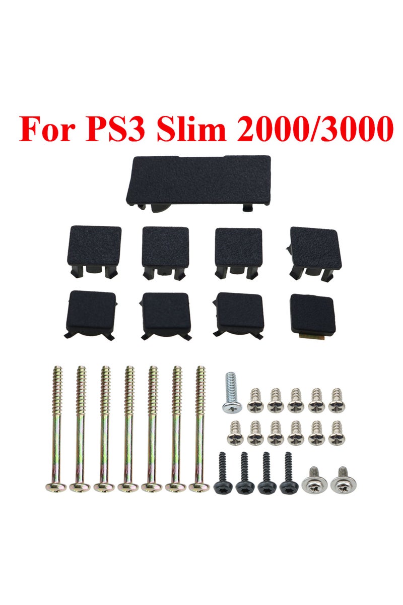 إيروريكس مجموعة كاملة من براغي بلاستيكية سوداء لجهاز PS3 Slim 2000-3000، متوافقة مع PS2 وPS3 Slim 2000 و3000 و4000 و70000.