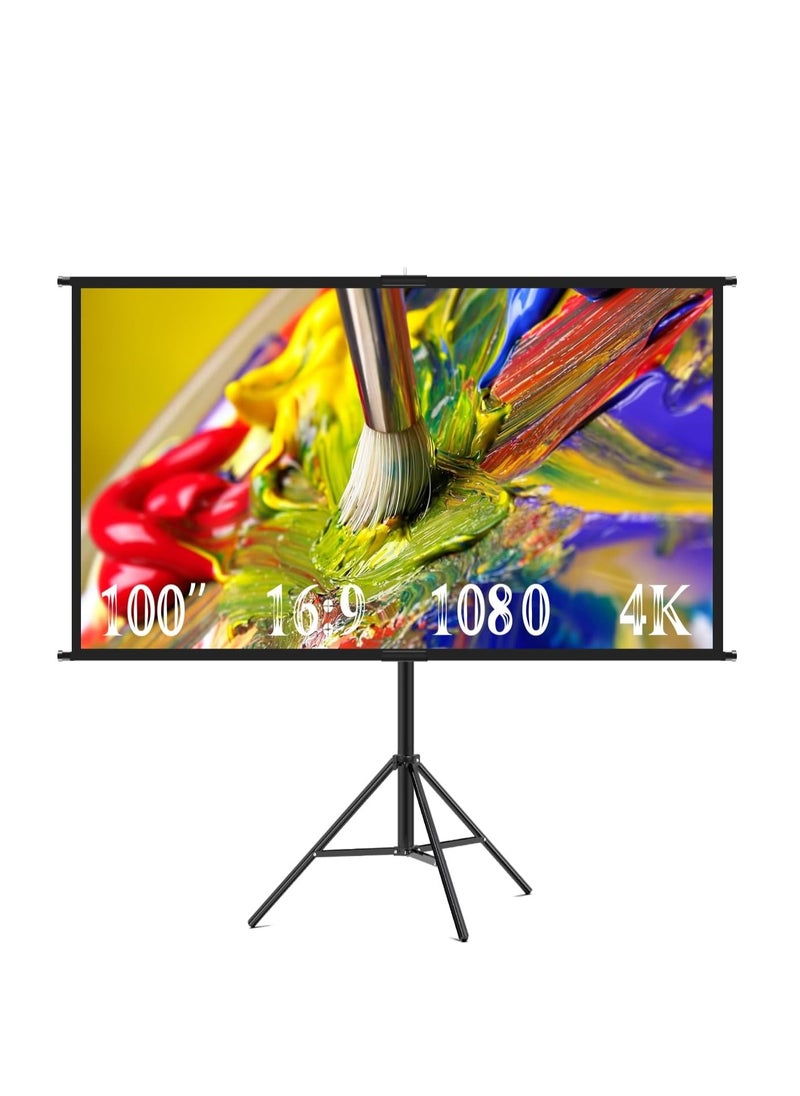 Generic Portable 84 inch 16:9 Foldable Projection Screen 4K HD Movie Screen Soft Curtain with Tripod Stand and Carrying Bag for Indoor Outdoor Home Theater Backyard Cinema Travel（186*105cm）  - Image 1