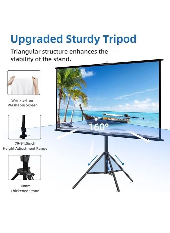 Generic Portable 84 inch 16:9 Foldable Projection Screen 4K HD Movie Screen Soft Curtain with Tripod Stand and Carrying Bag for Indoor Outdoor Home Theater Backyard Cinema Travel（186*105cm）  - Image 2