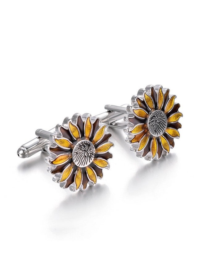Yoursfs Sunflower Cufflinks For Men Yellow Orange Sun Floral Cuff Links Stainless Steel Wedding Jewerly Gift - Image 4