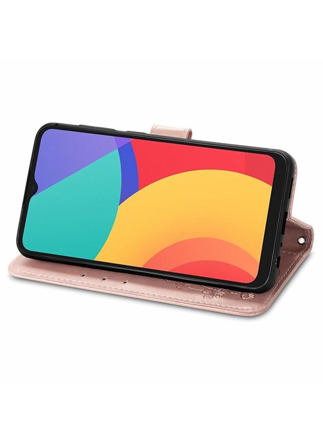 S-TOP Case For Alcatel 1S 2021 Four-leaf Clasp Embossed Buckle Mobile Phone Protection Leather Case with Lanyard & Card Slot & Wallet & Bracket Function - Image 4