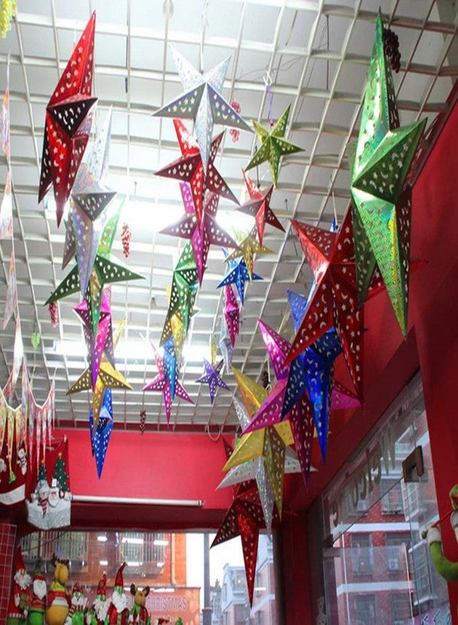 SAI PRASEEDA Waterproof 3D Foldable 8 Inch Hanging Christmas Stars - Pack of 15 (Multicolor) |Decorative Paper Stars for Home, Festive Displays, Parties & Seasonal Décor - Image 4
