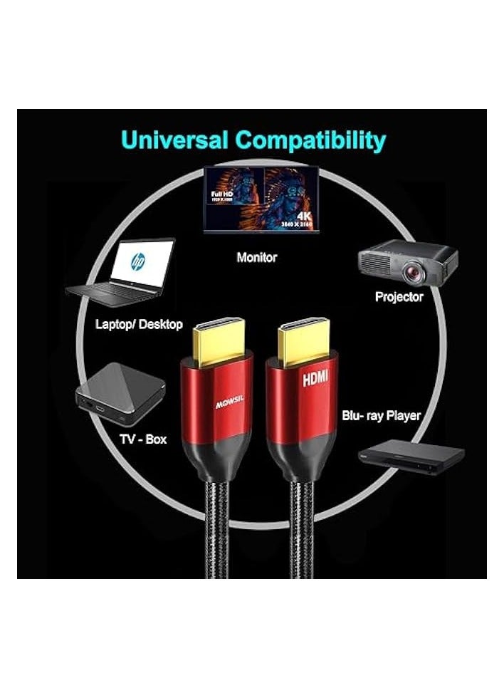 Mowsil 4K HDMI Cable 1.4 15 Mtr, 4K@30Hz HDMI 1.4 High-Speed HDMI to HDMI Video Ultra HD 3D 4K HDMI Braided Compatible with MacBook Pro TV Switch Xbox PS5 PC Laptop - Image 5