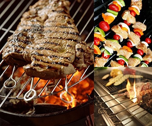HONSHEN 12 Inch Barbecue Skewers, Stainless Steel BBQ Skewers, Shish Kebab Kabob Skewers 12Pcs - Image 2