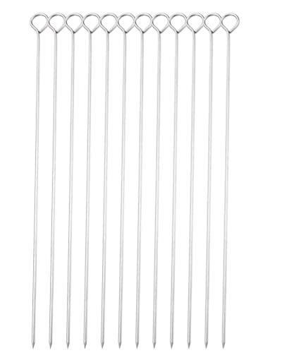 HONSHEN 12 Inch Barbecue Skewers, Stainless Steel BBQ Skewers, Shish Kebab Kabob Skewers 12Pcs - Image 1