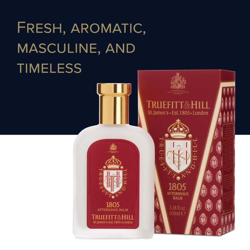 Truefitt & Hill Luxury Aftershave Balm - 1805 - Premium Soothing Moisturizer with Aloe Vera Extract - Ideal for Sensitive Skin, Razor Burn Relief, and a Silky Smooth Finish - 3.38 oz. - Image 3