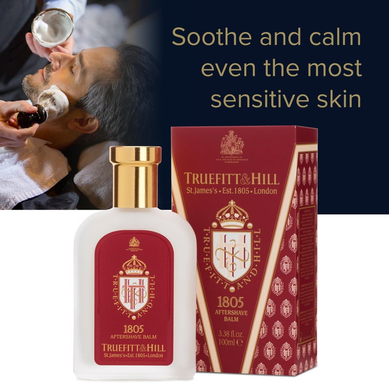 Truefitt & Hill Luxury Aftershave Balm - 1805 - Premium Soothing Moisturizer with Aloe Vera Extract - Ideal for Sensitive Skin, Razor Burn Relief, and a Silky Smooth Finish - 3.38 oz. - Image 5