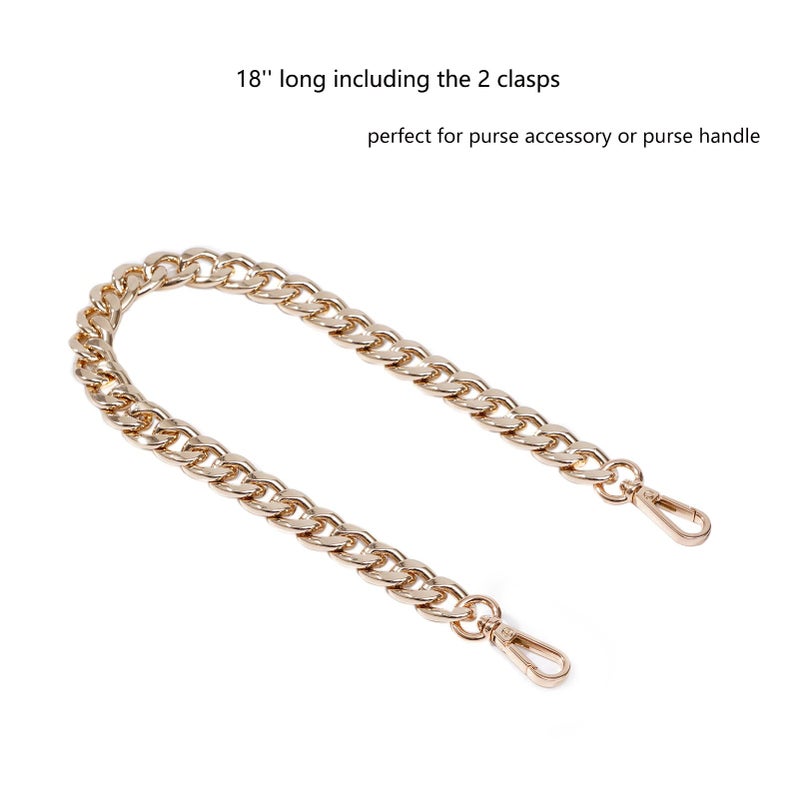 Xiazw Medium Size Fabulous Metal Shoulder Crossbody Purse Strap Replacement Bag Chain Accessories (18â€˜â€™, Gold) - Image 2