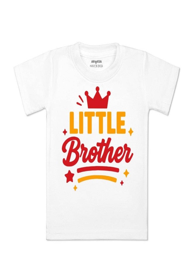 ARVESA Little Brother TS-1975 Brother Baby Tshirt for Kids Boys & Girls Half Sleeves Round Neck Clothes Tshirt for Kids Boys 1 Months to 6 Years Dress Classic White - Image 1