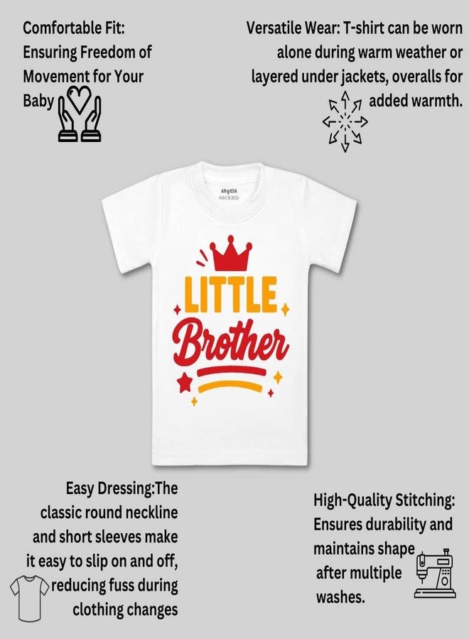 ARVESA Little Brother TS-1975 Brother Baby Tshirt for Kids Boys & Girls Half Sleeves Round Neck Clothes Tshirt for Kids Boys 1 Months to 6 Years Dress Classic White - Image 3