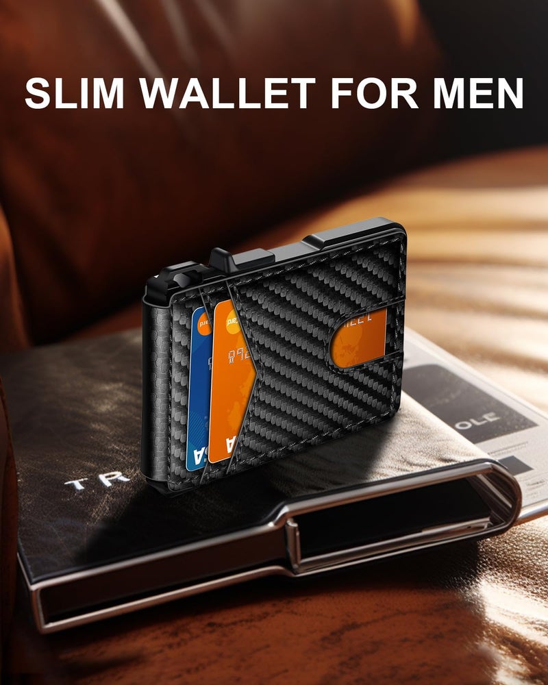 ZALVEX Wallet for Men, Mens Minimalist Wallet 9-13 Cards, Slim Compact Wallet with Money Clip & ID Window, RFID Blocking Smart Pop Up Card Wallet, Metal Aluminum Credit Card Holder Bifold Wallet - Image 2