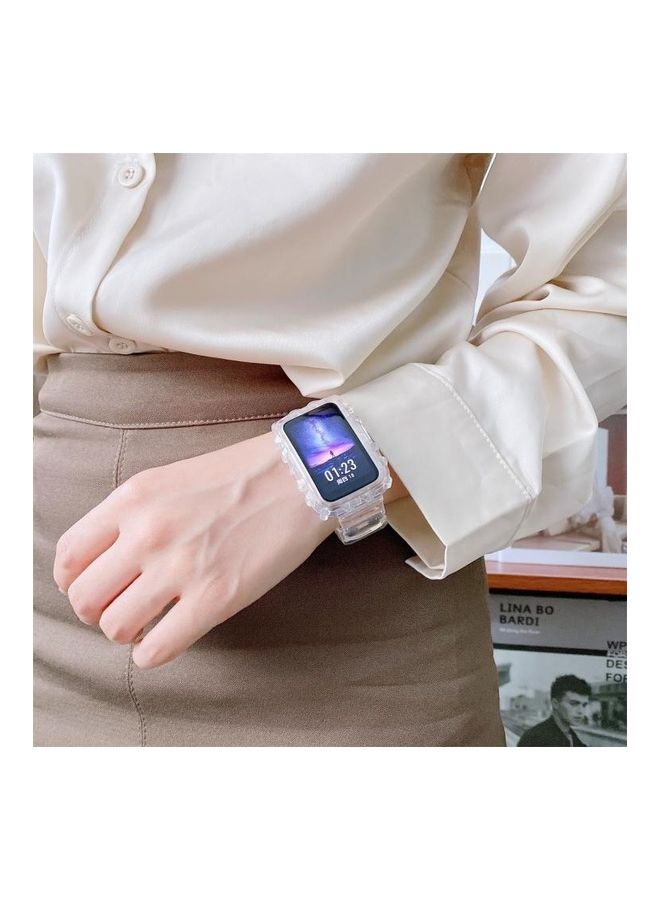 NIBEMINENT Silicone Integrated Replacement Strap For Huawei Watch Fit Clear  - Image 3