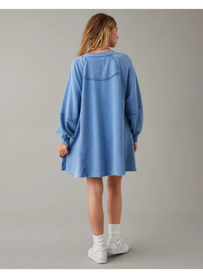 American Eagle Ae Long-Sleeve Fleece Babydoll Dress
