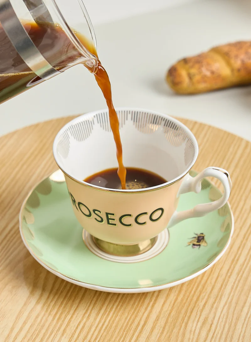 YVONNE ELLEN Boozy Prosecco Teacup And Saucer