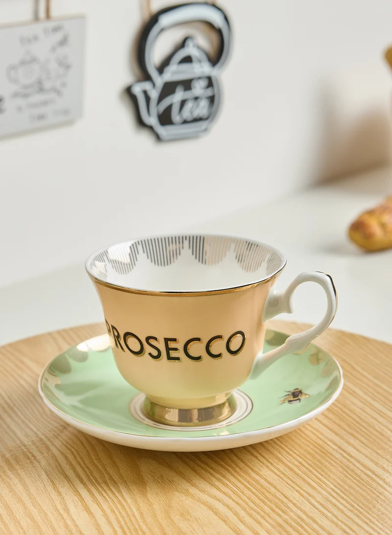 YVONNE ELLEN Boozy Prosecco Teacup And Saucer