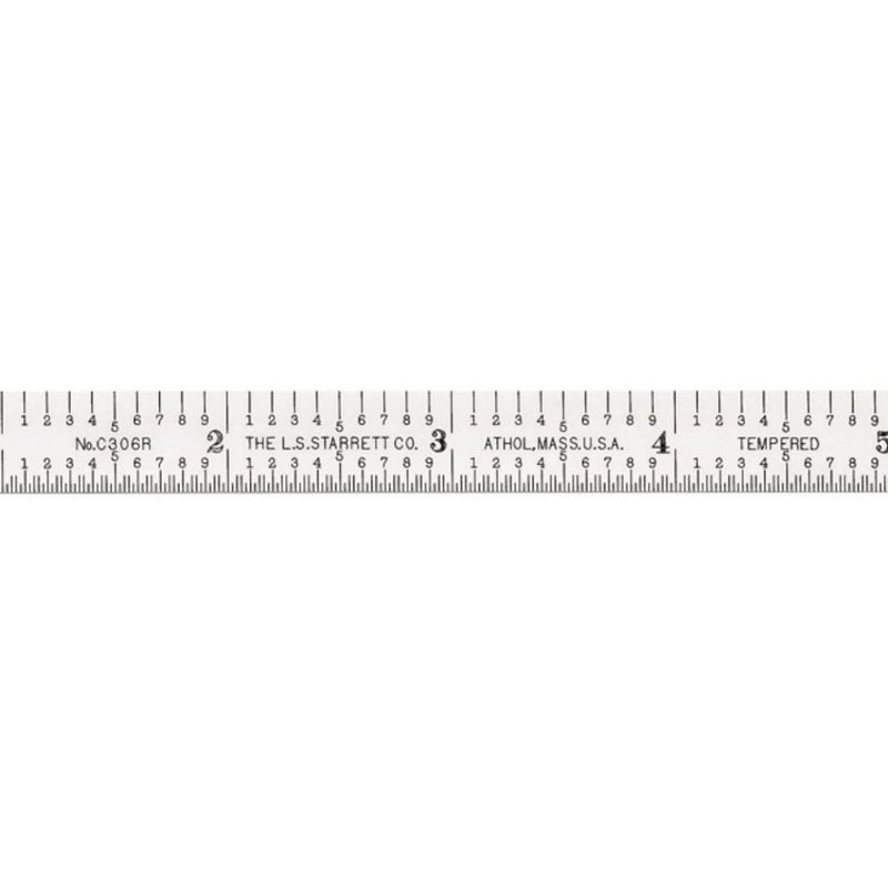 Starrett Starrett Full Flexible Steel Rule with Satin Chrome Finish Quick Reading and Inch Graduation  6 Length 6R Graduation Type 164 Thickness  C306R6  - Image 1