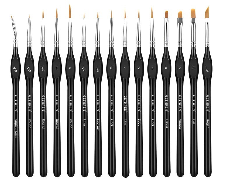 GETHPEN Extreme Detail Paint Brushes Set, 15pcs Miniature Paint Brushes for Fine Detailing, Art Painting, Micro Detail Paint Brush for Acrylics, Oils, Watercolors, Paint by Number,Rock Painting - Image 1