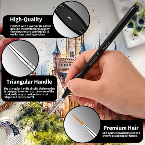 GETHPEN Extreme Detail Paint Brushes Set, 15pcs Miniature Paint Brushes for Fine Detailing, Art Painting, Micro Detail Paint Brush for Acrylics, Oils, Watercolors, Paint by Number,Rock Painting - Image 3