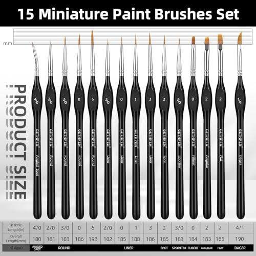 GETHPEN Extreme Detail Paint Brushes Set, 15pcs Miniature Paint Brushes for Fine Detailing, Art Painting, Micro Detail Paint Brush for Acrylics, Oils, Watercolors, Paint by Number,Rock Painting - Image 2