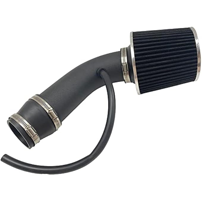 MOOSUN 3" Universal Cold Air Intake Kit Intake Pipe Kit Aluminium Automotive Air Intake Air Filter Induction Flow Hose Pipe Kit Black Filter - Image 1