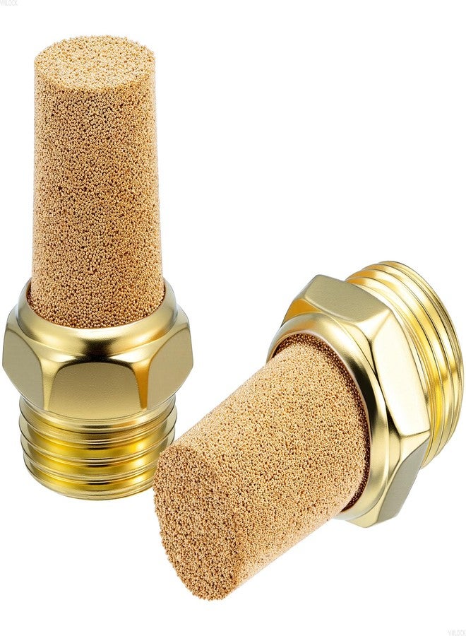 VIILOCK Brass Pneumatic Mufflers, 1/2" NPT Male Thread Hex Sintered Exhaust Muffler Silencer Air Fitting (Pack of 5, N4) - Image 1